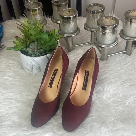 Vintage🧚♀️Luciano Suede Slip On Heel Pointed Toe Pumps Size EU 37.5 - Picture 1 of 16
